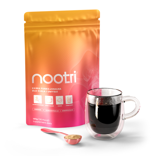 Nootri Kawa Grzybowa Ashwaganda Lion's Mane, Cordyceps, Chaga, MCT 30 porcji
