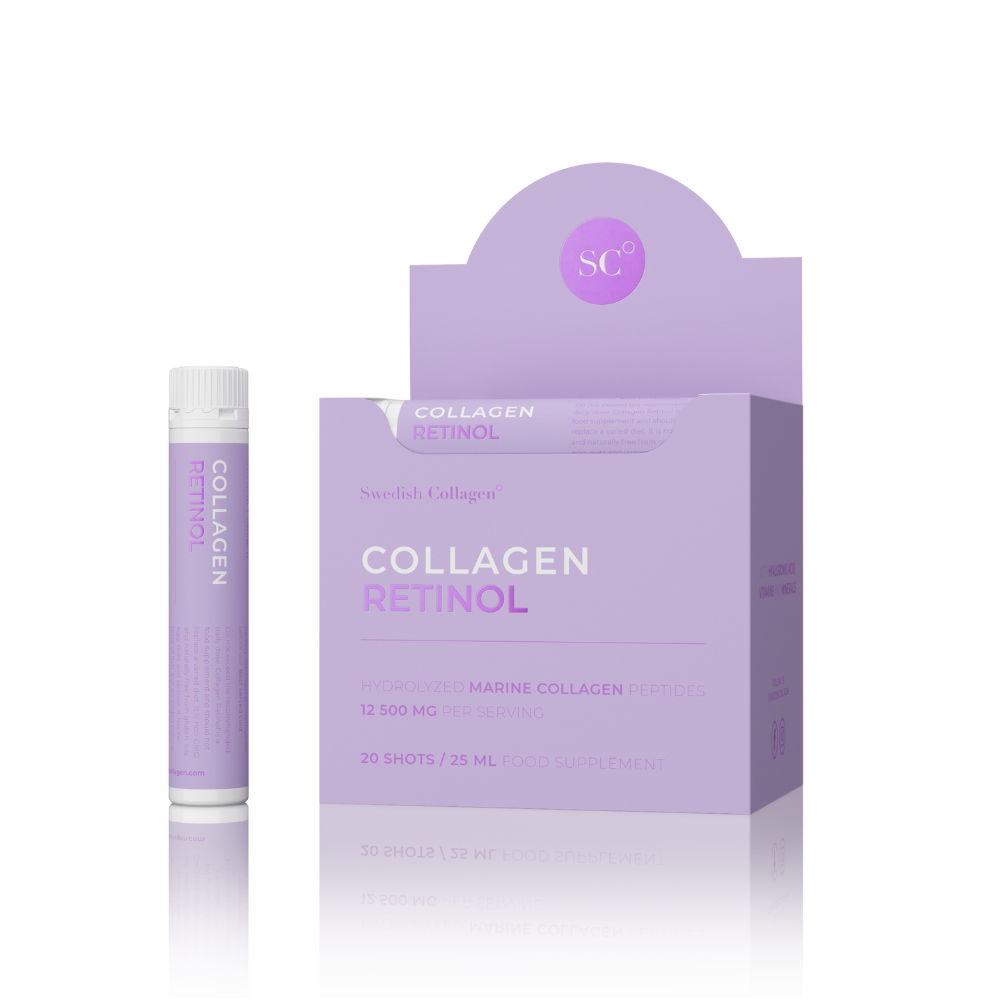 Swedish Nutra Shoty kolagenowe z retinolem zawierające kolagen rybi typu I i III