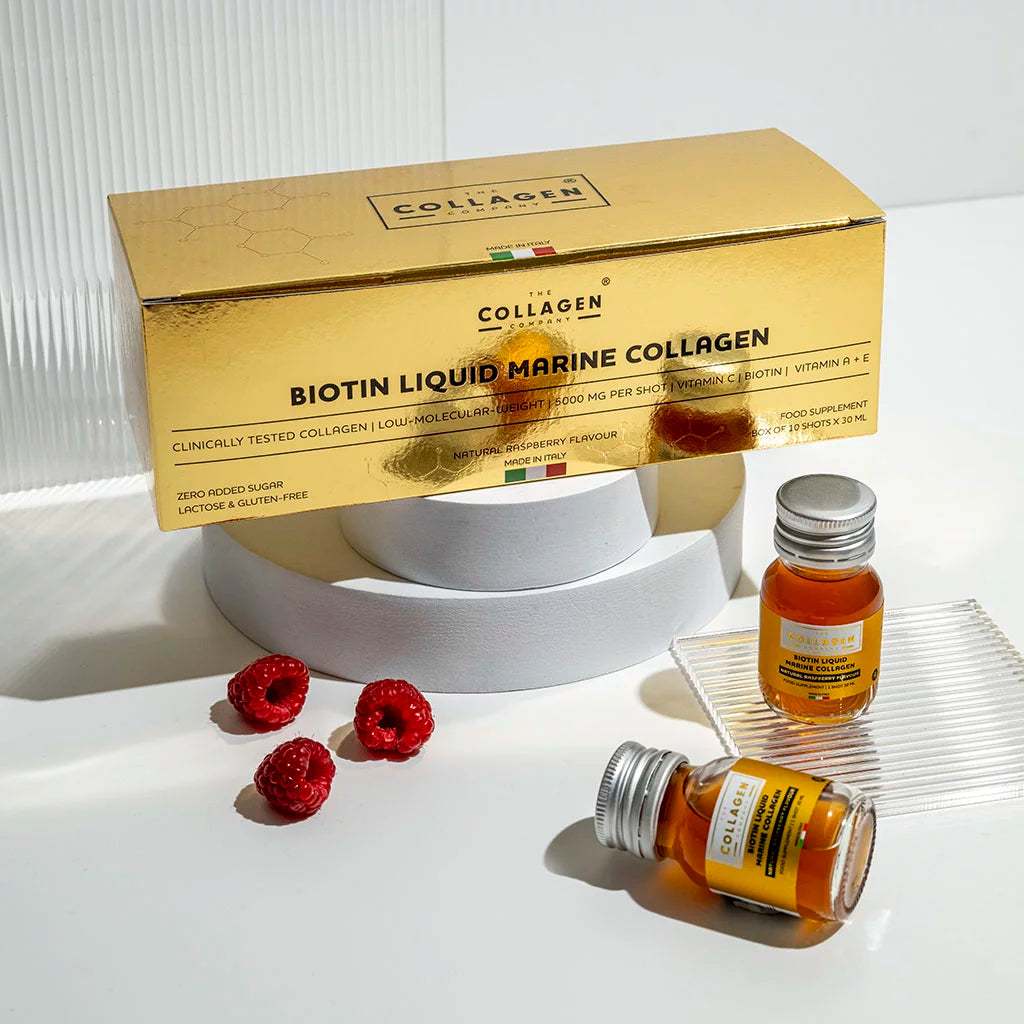 PŁYNNY KOLAGEN MORSKI Z CZYSTĄ BIOTYNĄ O SMAKU MALINOWYM The Collagen Company