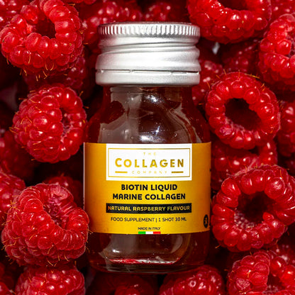 PŁYNNY KOLAGEN MORSKI Z CZYSTĄ BIOTYNĄ O SMAKU MALINOWYM The Collagen Company