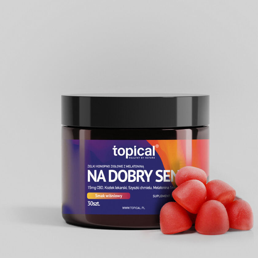 Topical Żelki konopne z melatoniną NA DOBRY SEN FORTE – Melatonina * Kozłek lekarski * Szyszki chmielu – TOPICAL