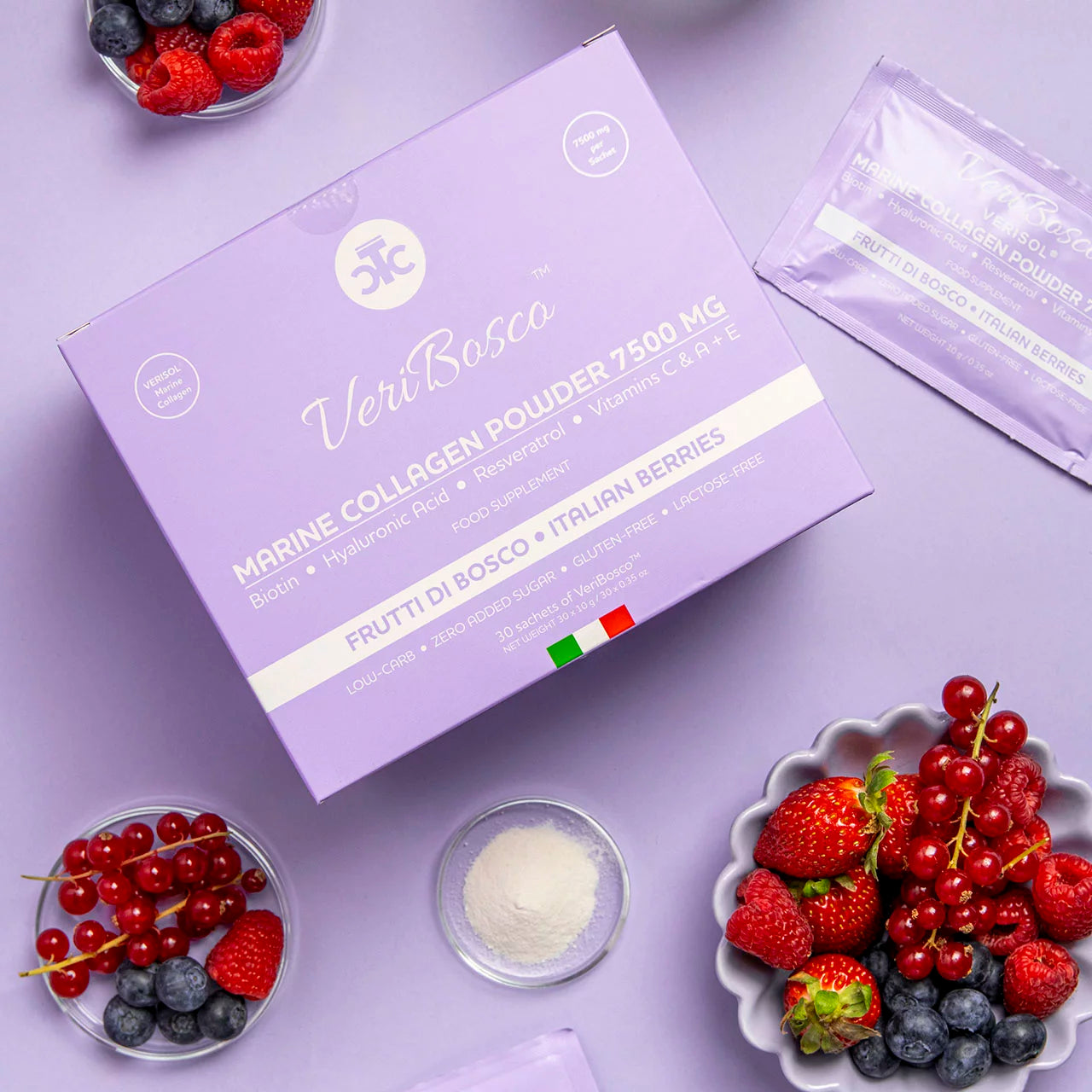 Kolagen Morski VeriBosco 7500mg o Smaku Owoców Leśnych – 30 Saszetek The Collagen Company