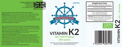 Navigator Witamina K2 MK-7 200 mcg VEGE 180 kapsułek