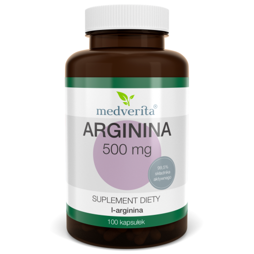 Arginina L-arginina 500 mg - 100 kapsułek MEDVERITA