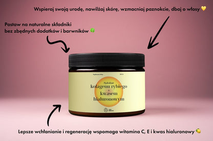 Jemy Zdrowo Hydrolizat kolagenu rybiego z kwasem hialuronowym i witaminą C (smak mango)