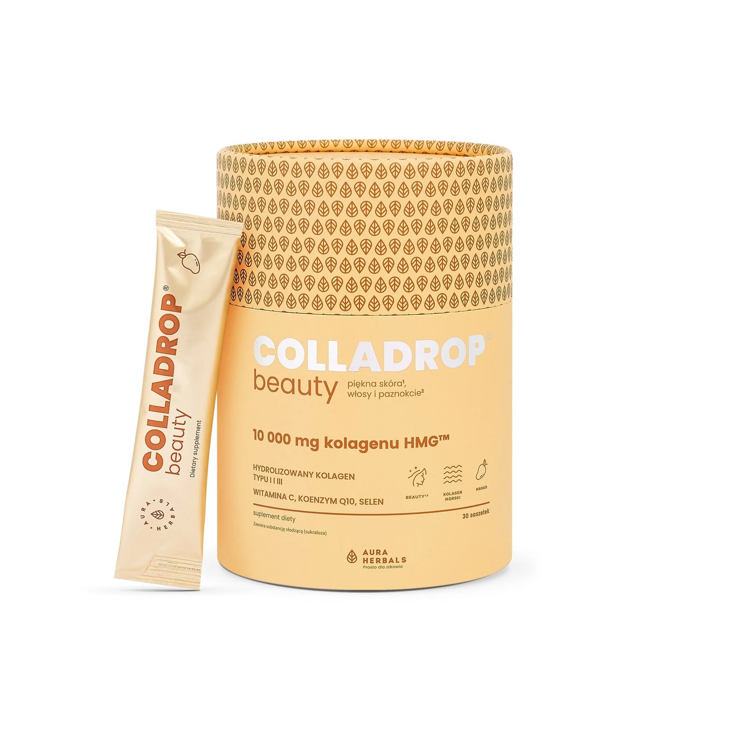 Colladrop Beauty, kolagen HMG 10000 mg, mango, saszetki 30 szt AURA HERBALS