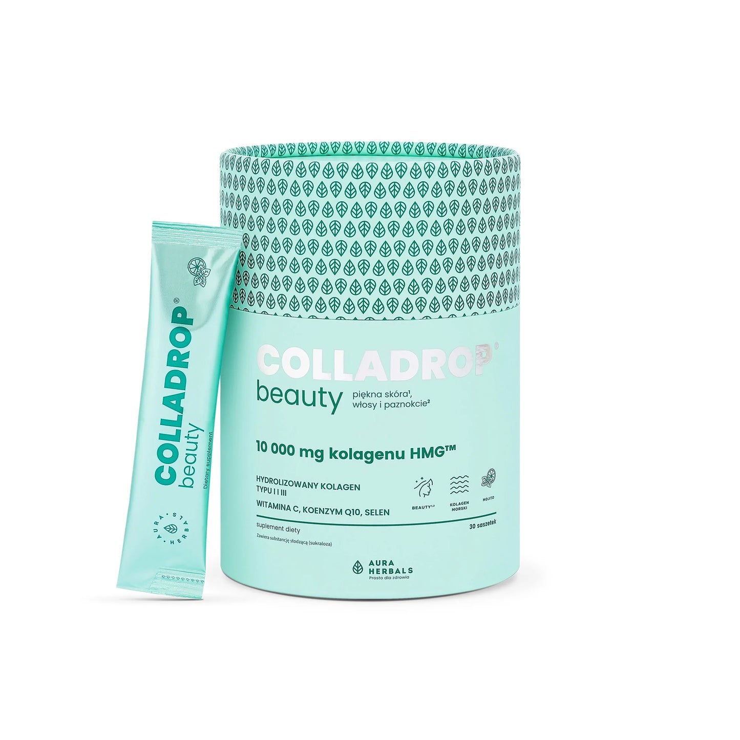 Aura Herbals Colladrop® Beauty, kolagen HMG™ 10000 mg, mojito, saszetki 30 szt.