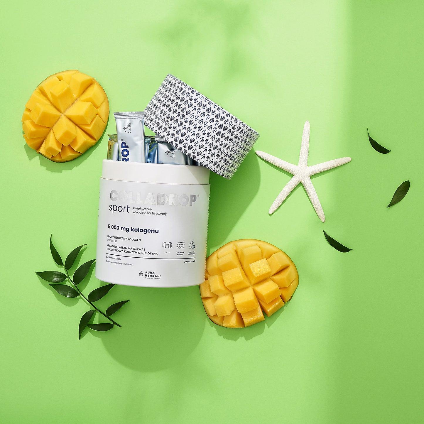 Aura Herbals Colladrop® Sport + kreatyna, kolagen morski 5000 mg, saszetki 30 szt.