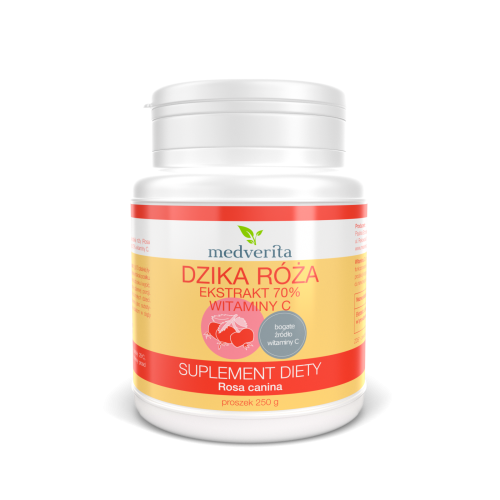 Dzika róża ekstrakt 70% witaminy C - proszek 250 gramów MEDVERITA