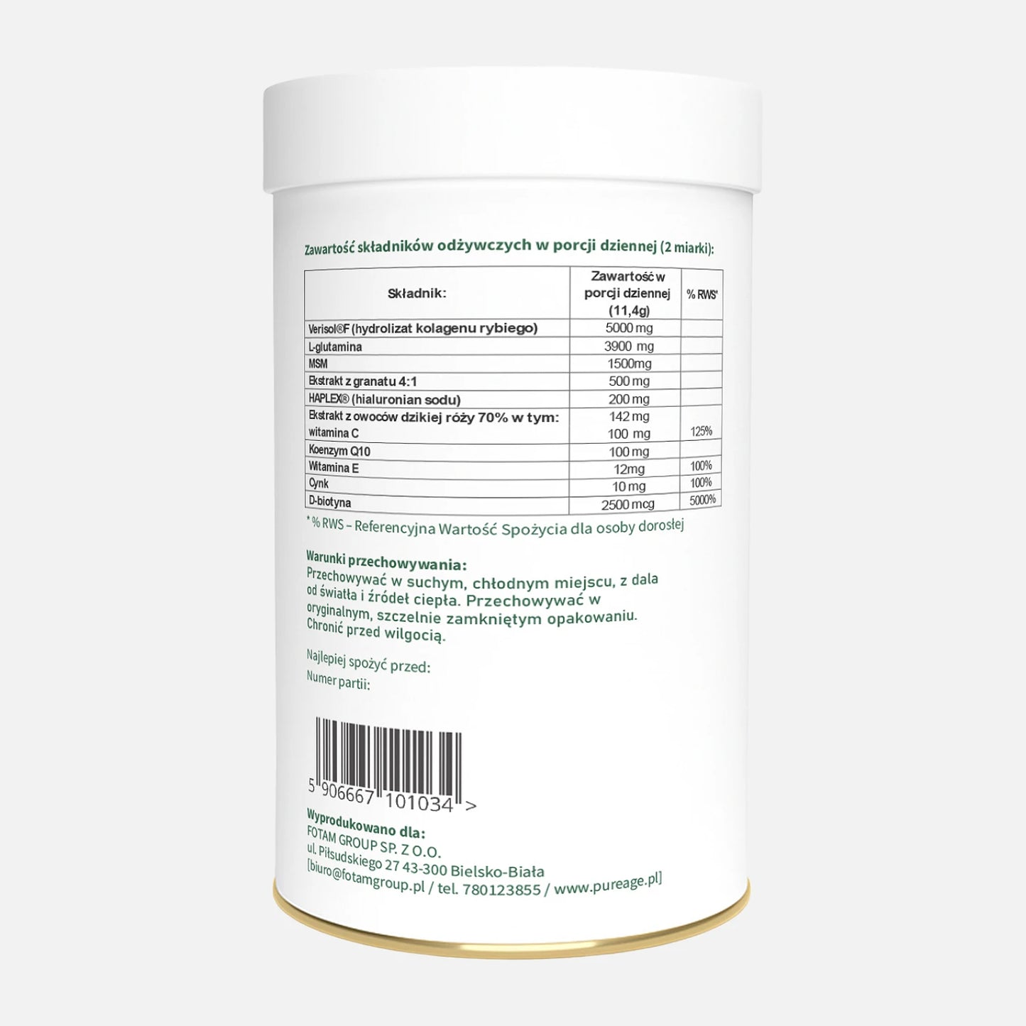 Collagen Beauty hydrolizat kolagenu rybiego VERISOL® F, witaminę C i cynk 342 gramy 30 porcji