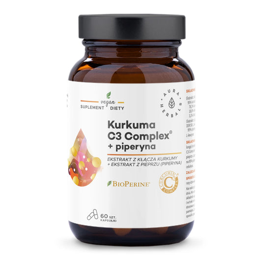 Aura Herbals Kurkuma 500 mg C3 Complex® + piperyna, kapsułki 60 szt.