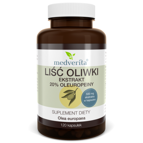 Liść oliwki ekstrakt 20% oleuropein - 120 kapsułek MEDVERITA