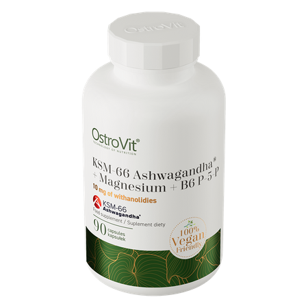 KSM-66 Ashwagandha® + Magnez + B6 P-5-P VEGE 90 kapsułek OstroVit