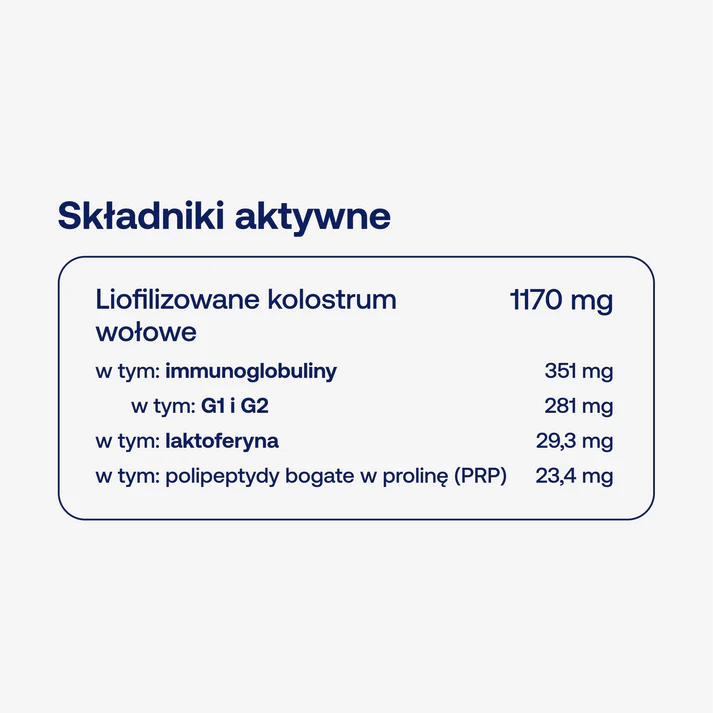 Liofilizowana siara bydlęca (kolostrum)  BICAPS