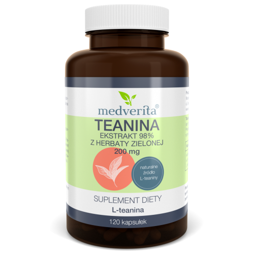 Teanina 200mg ekstrakt z herbaty zielonej - 120 kapsułek Medverita