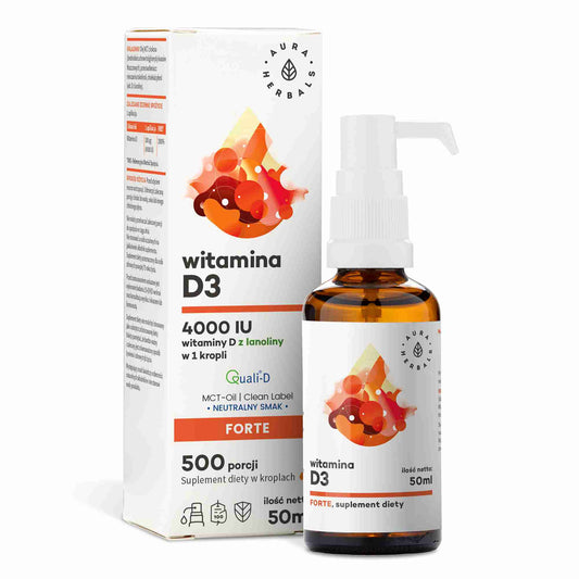 Aura Herbals Witamina D3 4000 IU, MCT, krople 50 ml